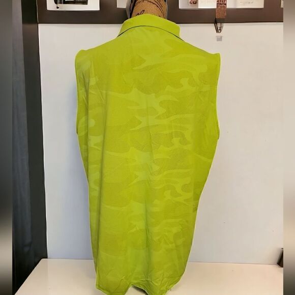 New Womans Sleeveless Lime Green Camo Soft Mesh Top Size 3XL - Picture 2 of 6